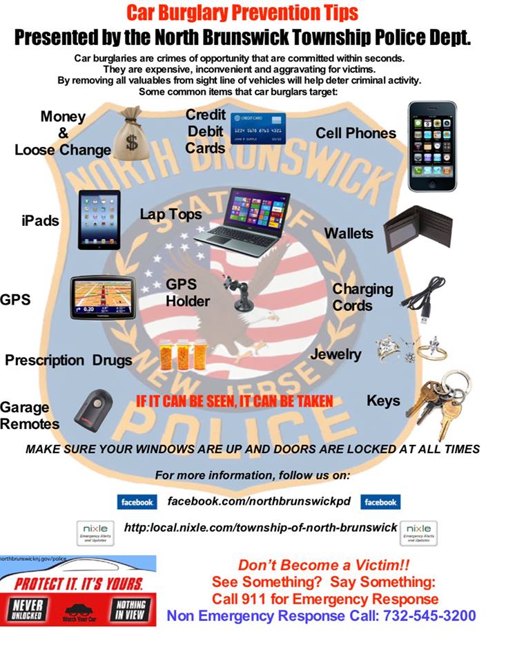 poster outlining the ways to avoid auto related theft