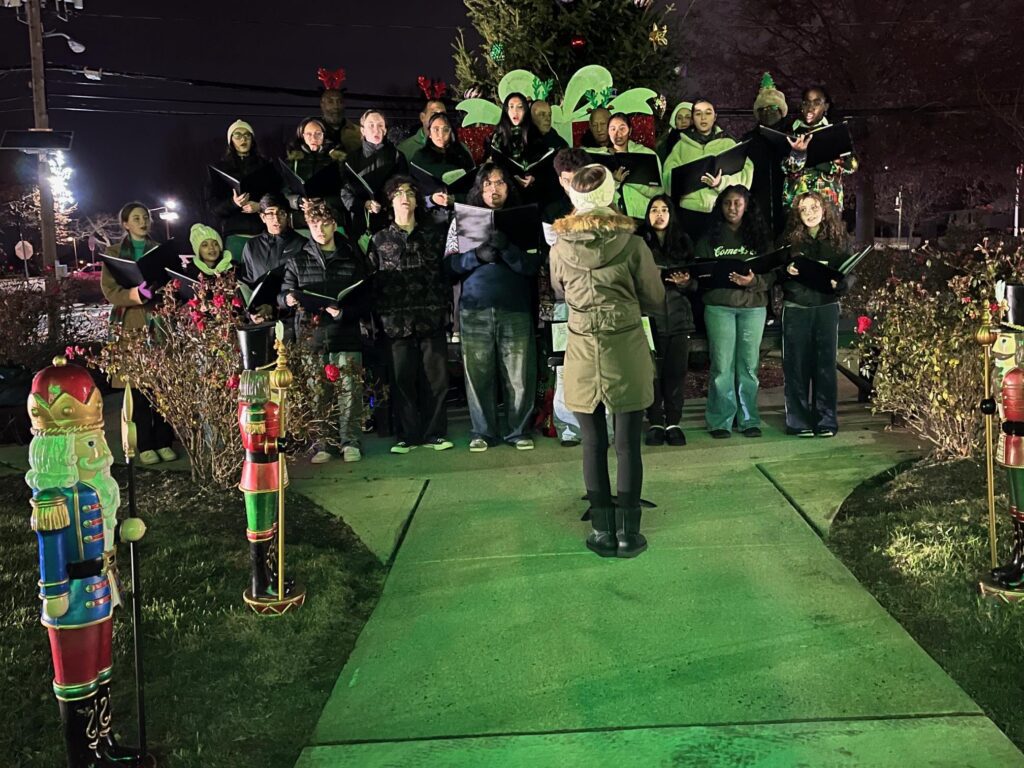 The North Brunswick Township High School Choir sing a Christmas carol.