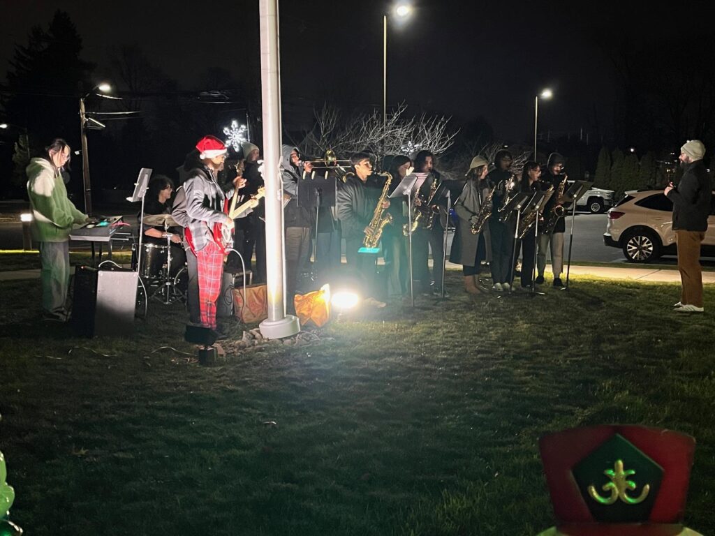 The North Brunswick Township High School Jazz Band performs Christmas carols.